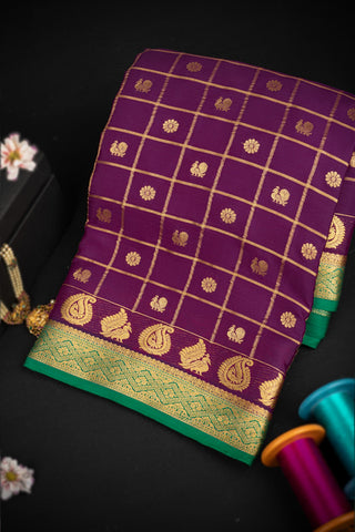Varamahalakshmi Purple & Green Mysore Checks Saree