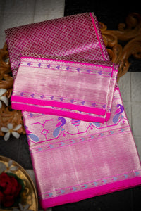 Varamahalakshmi Magenta & Pink Venkatagiri Jaal Saree