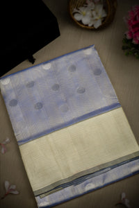 Mandir Rama Blue & Grey Venkatagiri Circles Saree