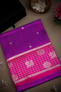 Mandir Purple & Pink Venkatagiri Buttis Saree