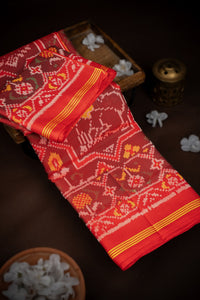 Mandir Multi-Colour & Red Patan Patola Ikat Saree