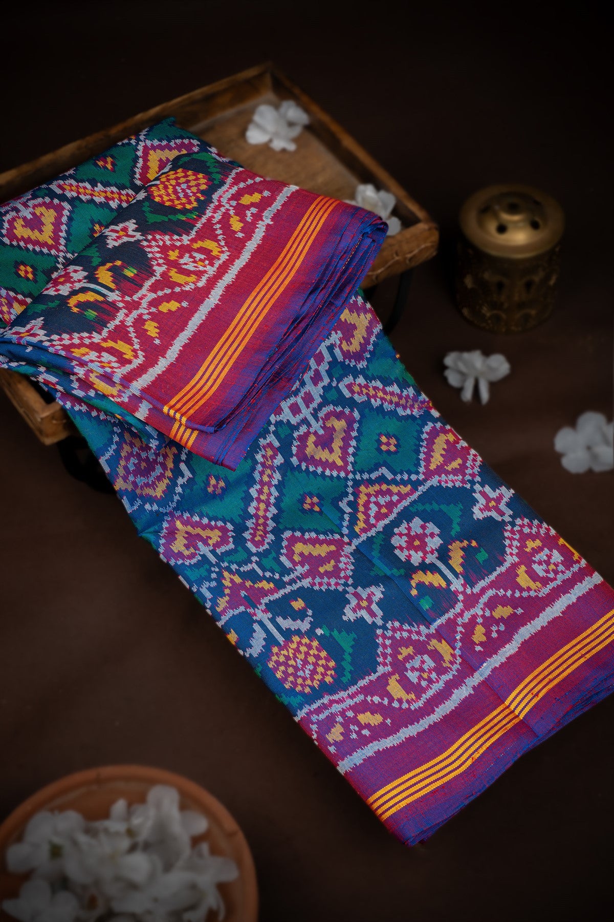 Mandir Multi-Colour & Purple Patan Patola Ikat Saree
