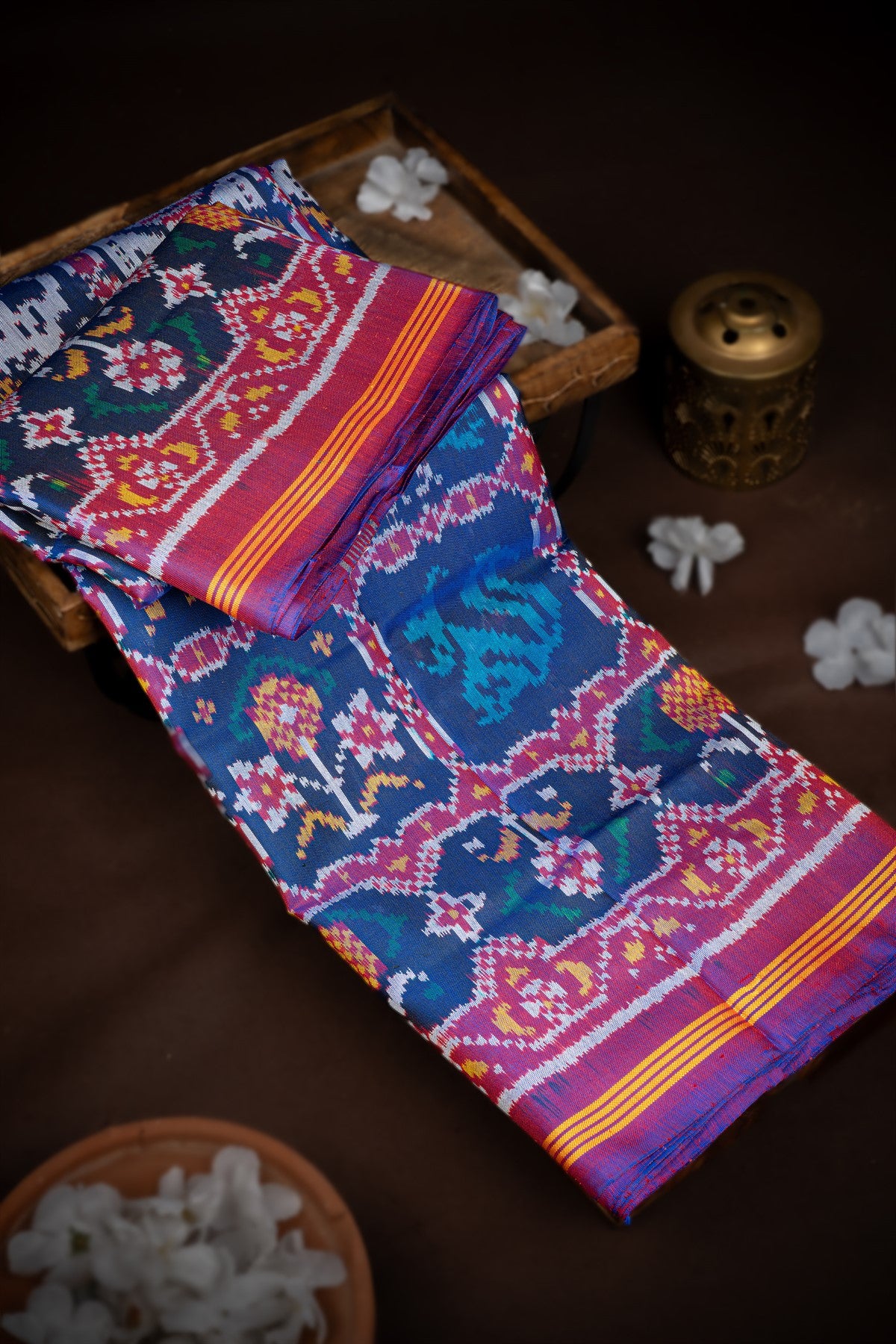 Mandir Multi-Colour & Purple Patan Patola Ikat Saree