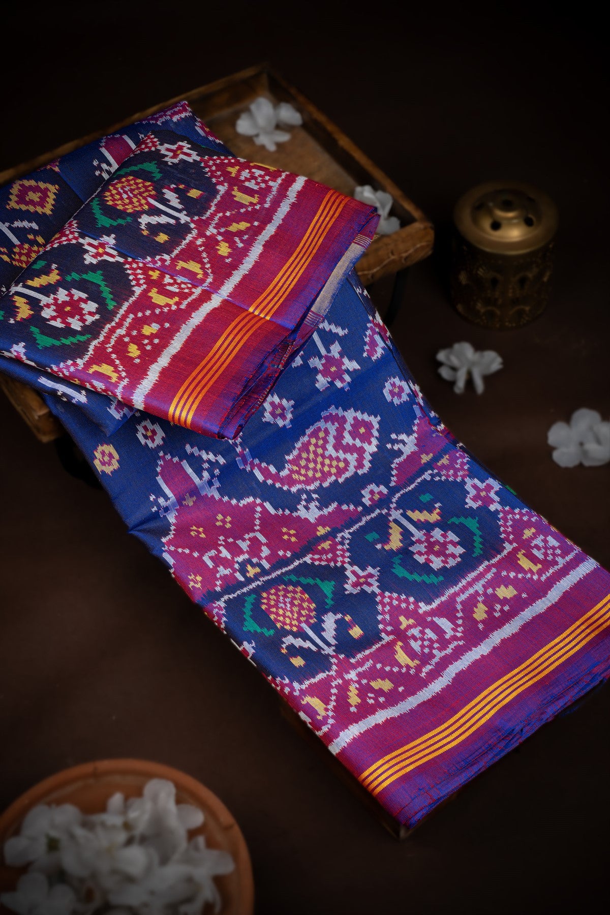 Mandir Multi-Colour & Purple Patan Patola Ikat Saree