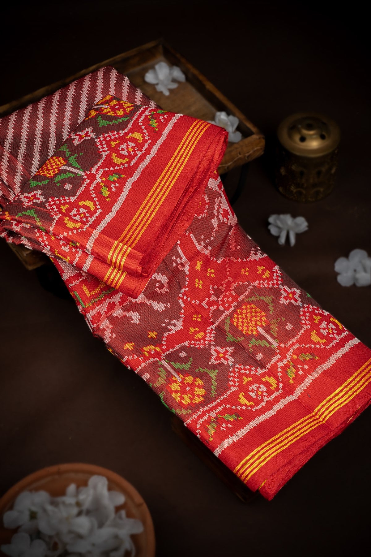 Mandir Brown & Multi-Colour Patan Patola Ikat Saree