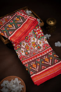 Mandir Multi-Colour & Red Patan Patola Ikat Saree