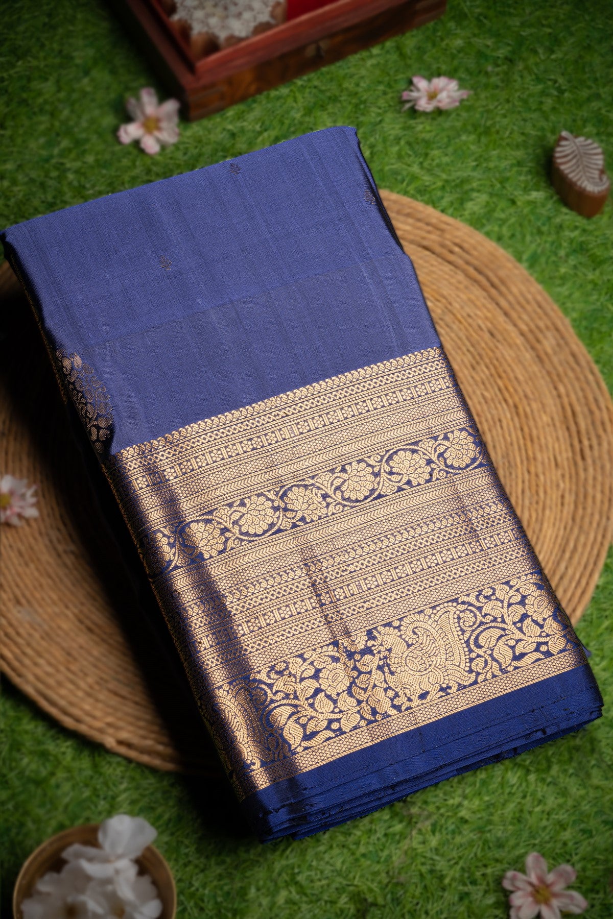 Varamahalakshmi Rama Blue & Royal Blue Coimbatore Motifs Saree