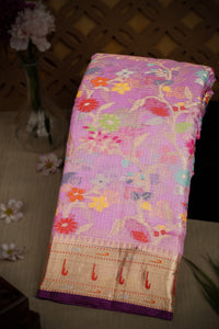Varamahalakshmi Lavender & Purple Fancy Floral Jaal Saree
